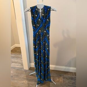 Cache Blue and Black Chevron Maxi Dress